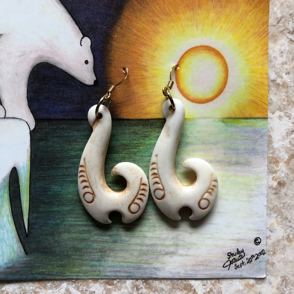 Bone Carved Earrings